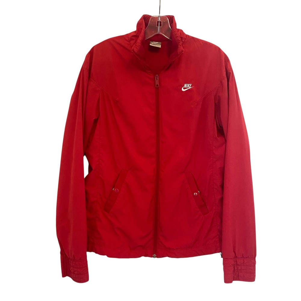 Nike VTG Sportswear Windbreaker Jacket Full Zip Red Women's 8-10 Medium‎ Y2K